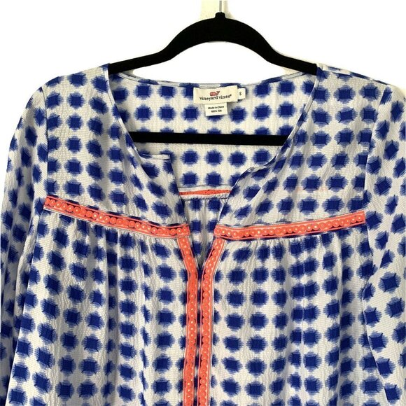 Vineyard Vines S Geometric Dot Silk Blouse - Picture 2 of 4